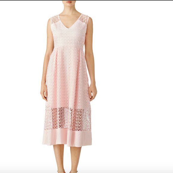 NEW ST by Olcay Gulsen Blush Pink Geometric Lace Dress NWOT - Picture 3 of 13